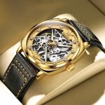 Montre homme mcanique automatique le nouveau diamant cadran squelette mode tanche bracelet en cuir ...