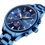 Montre homme de marque m�canique lumineux calendrier �tanche automatique bracelet en acier de luxe bleu ...