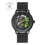 Montre - lannie - paddock 338a469 - automatique - cadran squelette noir - bracelet acier milanais noir ...