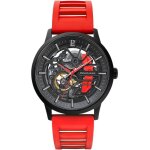 Montre homme paddock noir cadran noir bracelet caoutchouc rouge 22 mm Montre homme paddock noir cadran noir bracelet caoutchouc rouge 22 mm