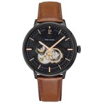 Montre homme pierre lannier - automatique - verre min�ral - bracelet en cuir marron