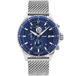 Montre homme rcs cadran bleu bracelet acier milanais argent - lannie - pierre lannier - sport - homme ...