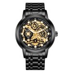 Montre homme sharphy m�canique automatique luxe bracelet acier �tanche classique sports or noir