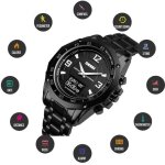 Montre homme sport chronographe p�dom�tre thermom�tre boussole �tanche double affichage bracelet noir ...