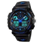 Montre homme sport militaire led num�rique analogique - double affichage �tanche bleu noir