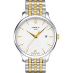 Montre homme tissot tradition gmt t0636102203700 bracelet argent� et dor� en acier