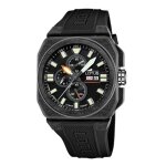 Montre - lotus - montre lotus carr�e - chronographe - �tanche 100m - bracelet caoutchouc noir
