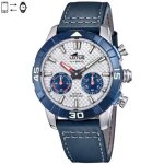 Montre - lotus - connected lotus hybrid - cuir bleu - cadran blanc - etanche 3 atm