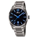 Montre lotus homme acier cadran noir index bleu - lotus - montre - homme - acier - noir - bleu