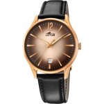 Montre - lotus - 18404 / 2 - acier dor� rose - cuir noir - �tanche 50m