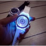 Montre - geneva - lumineuse - quartz - rsistante  leau - bracelet silicone souple