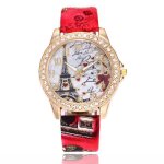 Montres de luxe en cristal tour eiffel pour femmes bracelet en cuir montre - bracelet � quartz d�contract�e ...