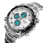 Montre de luxe homme de marque 2020 sport quartz acier etanche blanc num�rique et analogique double affichage ...