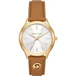 Montre femme michael kors - mk7465 en cuir marron - diamtre 38mm - etanche 3 atm