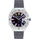 Montre - nautica - battery park napbps012 - quartz - cuir marron - cadran bleu