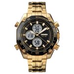 Montre or homme marque de luxe 2020 sport quartz acier etanche num�rique et analogique double affichage ...
