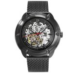 Montre homme automatic cadran gris bracelet acier milanais noir