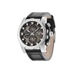Montre - police - speedster - multifonctions - cuir noir - bo�tier acier 45mm