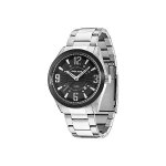 Montre - police - memphis - acier 44 mm - cadran noir - analogique
