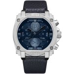 Montre - police - norwood pewjf2226802 - acier inoxydable - cadran bleu - bracelet cuir noir