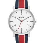 Montre - rollo - blanche raye - cuir bicolore - tanche 100m - quartz japonais