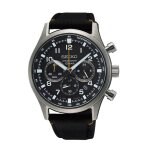 Montre - seiko - ssb449p1 - cuir et textile - chronographe - noir