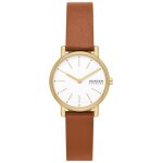 Montre skagen - femmes - skw3121 - marron cuir - 30mm - 6mm - dor� - blanc