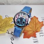 Montre stitch enfant ado kawaii lilo bracelet bleu simili cuir cadeau dessin anim� quartz