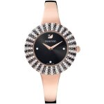 Montre - swarovski - crystal rose - acier inoxydable dor rose - cadran noir - quartz swiss made