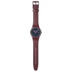 Montre - swatch - burgundy berry - bracelet biosourcé - Étanchéité 3 atm - cadran marron foncé Montre - swatch - burgundy berry - bracelet biosourcé - Étanchéité 3 atm - cadran marron foncé