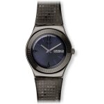Montre - swatch - irony ylm700 - cuir noir - quartz - affichage analogique