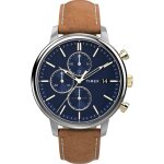 Montre timex - hommes - tw2u39000 - bracelet en cuir marron - cadran bleu - etanche 5 atm