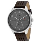 Montre - tommy hilfiger - chase - cuir - gris - �tanche 3 atm