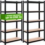 Monzana� 2x �tag�res charge lourde noir 5 niveaux 180x90x40cm �tag�re m�tallique max 875kg rangement ...