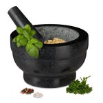 Relaxdays mortier en granit avec pilon robuste pour �pices herbes mortier en pierre polie 56 kg cm 1l ...