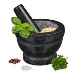 Relaxdays mortier en granit avec pilon robuste pour épices herbes mortier en pierre polie d. 14 cm 400 ... Relaxdays mortier en granit avec pilon robuste pour épices herbes mortier en pierre polie d. 14 cm 400 ...