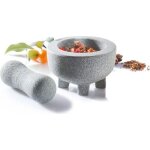 Mortier avec pieds gefu crunchy + pilon tout en granit 10cm gris