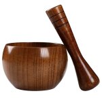 Mortier et pilon en bois - ynkkvre - id�al pour �pices et ail - durable et non toxique - style rustique ...