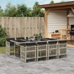 Mothinessto - 8206x - ensemble � manger de jardin et coussins 9 pcs gris clair rotin