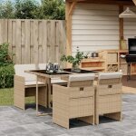 Mothinessto - 8304x - ensemble à manger de jardin avec coussins 5pcs beige poly rotin Mothinessto - 8304x - ensemble à manger de jardin avec coussins 5pcs beige poly rotin