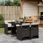 Mothinessto - 8308x - ensemble à manger de jardin coussins 5pcs noir résine tressée Mothinessto - 8308x - ensemble à manger de jardin coussins 5pcs noir résine tressée