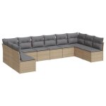 Mothinessto - salon de jardin avec coussins 10 pcs beige r�sine tress�e - dx230