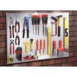 Kit panneau perforé - mottez - 90x60 cm - 40 crochets universels - acier - gris Kit panneau perforé - mottez - 90x60 cm - 40 crochets universels - acier - gris