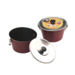 Moule charlotte 20 cm avec couvercle aluminium anti - adherent exterieur rouge mouchete noir passe au ...