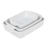 Relaxdays moule plats pour cuisson au four jeu de 3 en cramique 3 tailles carre lavable  la machine ...