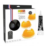 Moule  gteau semi - rigide 9 demi - sphres + stylo de glaage noir