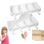Moule  glace en silicone moule magnum cake 8 cellules moule  crme glace avec 100 btonnets et 2 couvercles ...