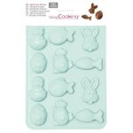 Moule silicone - scrapcooking - chococat de pques - 12 empreintes de 6 formes diffrentes - 20. 4x14. ...