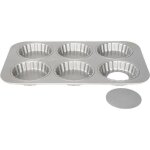 Moule � tarte - patisse - silver top 6 tartelettes - 10cm amovible - acier rev�tu - antiadh�sif