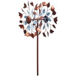 Moulin � vent feuilles de m�tal - icare - leaf duett - blanc - d�coration de jardin - double rotor